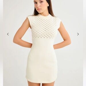 Rumored Cream Sleeveless Knit Dress